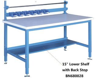 Chiny 15-calowa dolna półka z tylnym stopem, wytrzymały stalowy stół warsztatowy o dużej wytrzymałości fabryka